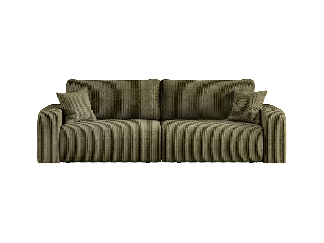 Canapé droit 3 places ALYA convertible en velours côtelé - Vert kaki