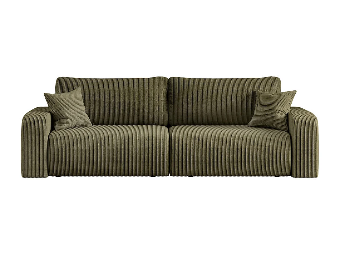 Canapé droit 3 places ALYA convertible en velours côtelé - Vert kaki