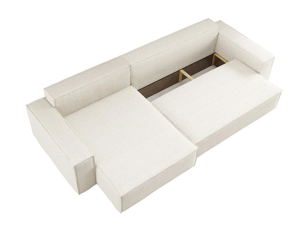 Canapé FARAH d'angle max réversible et convertible 5 places en tissu bouclette - Blanc