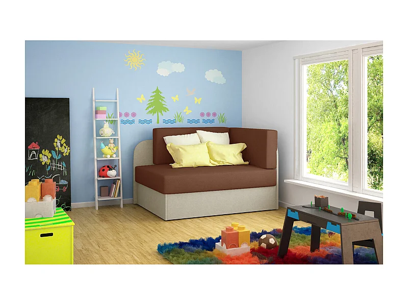 Chauffeuse/Lit enfant ZAYAH en tissu - Beige/taupe