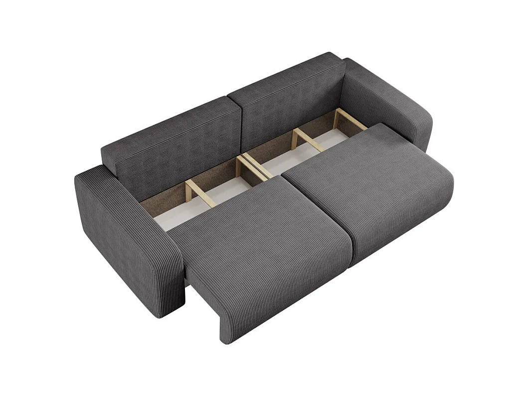 Canapé droit 3 places ALYA convertible en velours côtelé - Gris