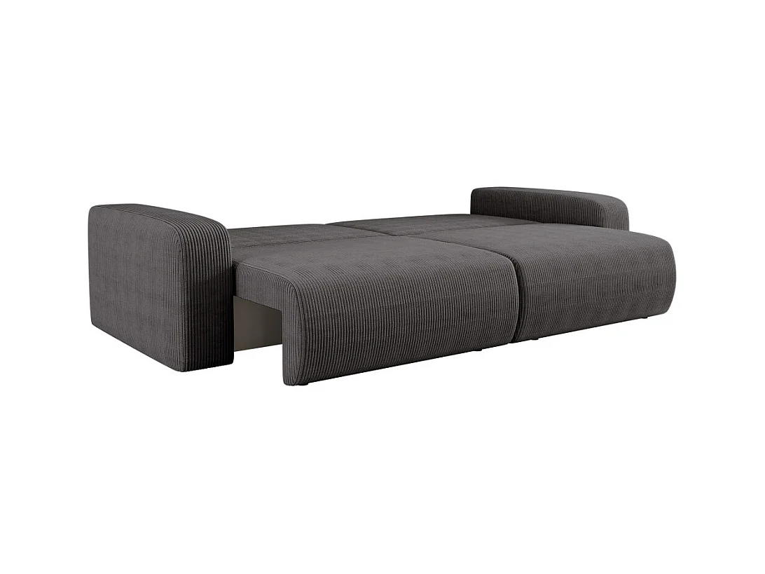 Canapé droit 3 places ALYA convertible en velours côtelé - Gris