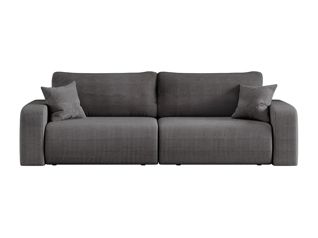 Canapé droit 3 places ALYA convertible en velours côtelé - Gris