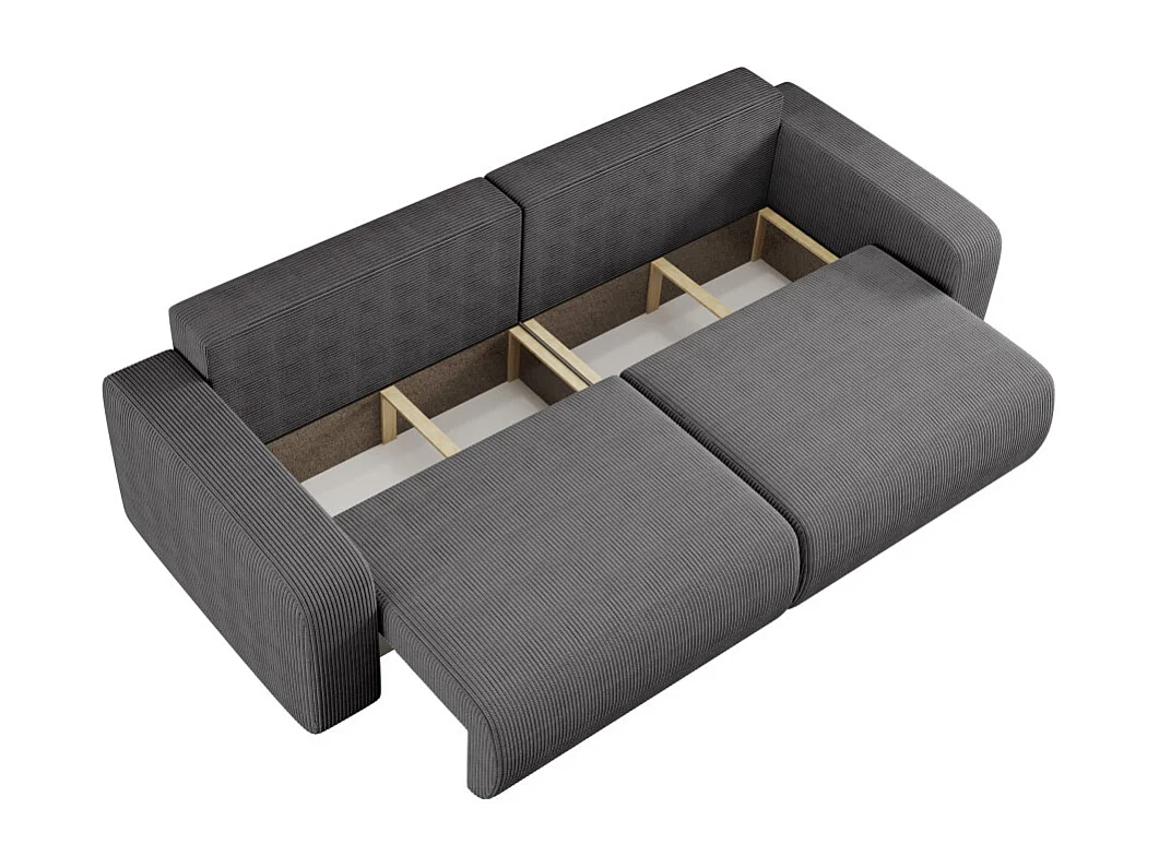 Canapé droit 3 places ALYA convertible en velours côtelé - Gris