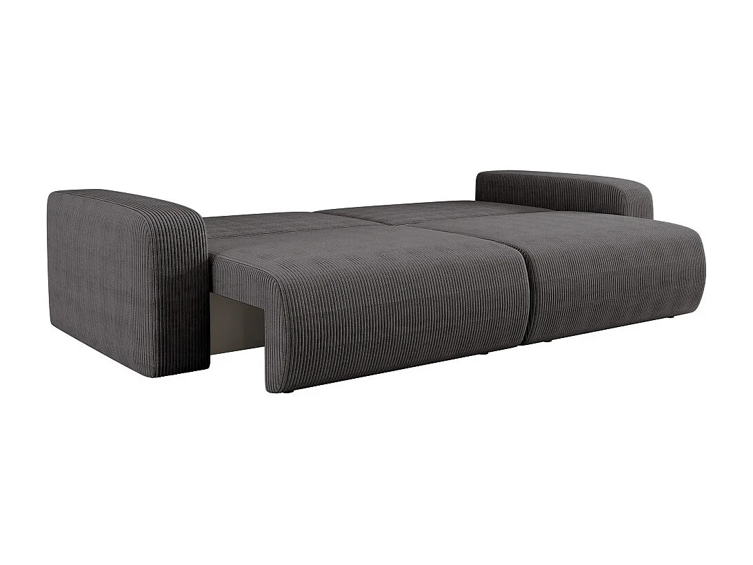 Canapé droit 3 places ALYA convertible en velours côtelé - Gris