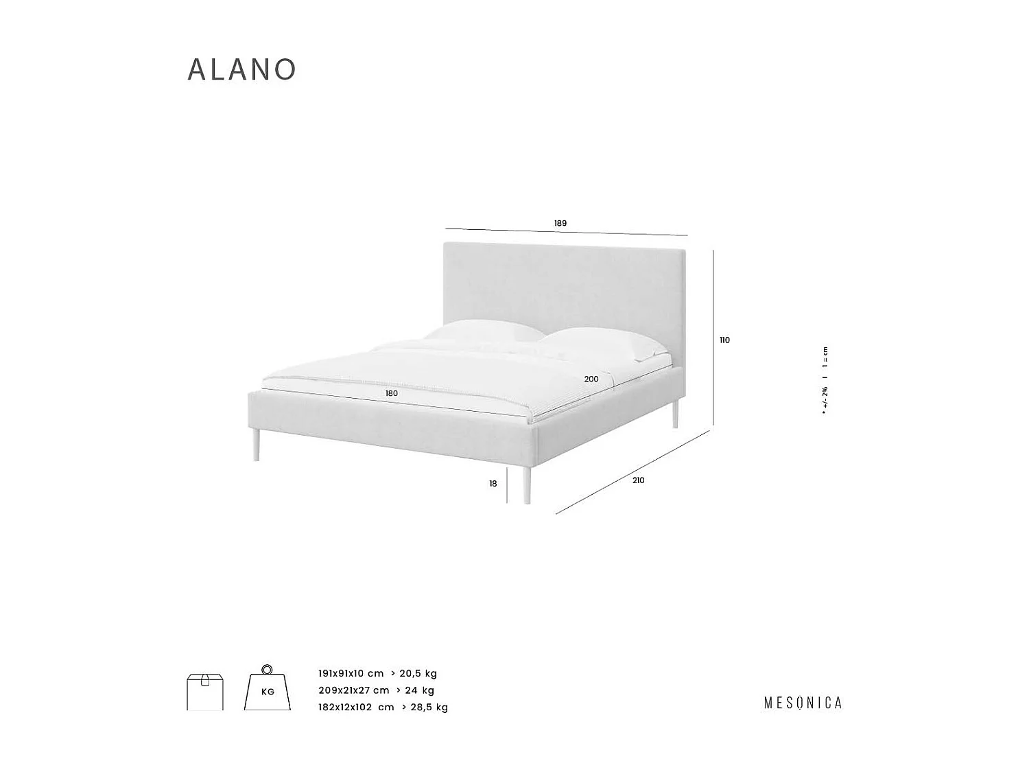 Mesonica Alano Lit, beige, 180x200