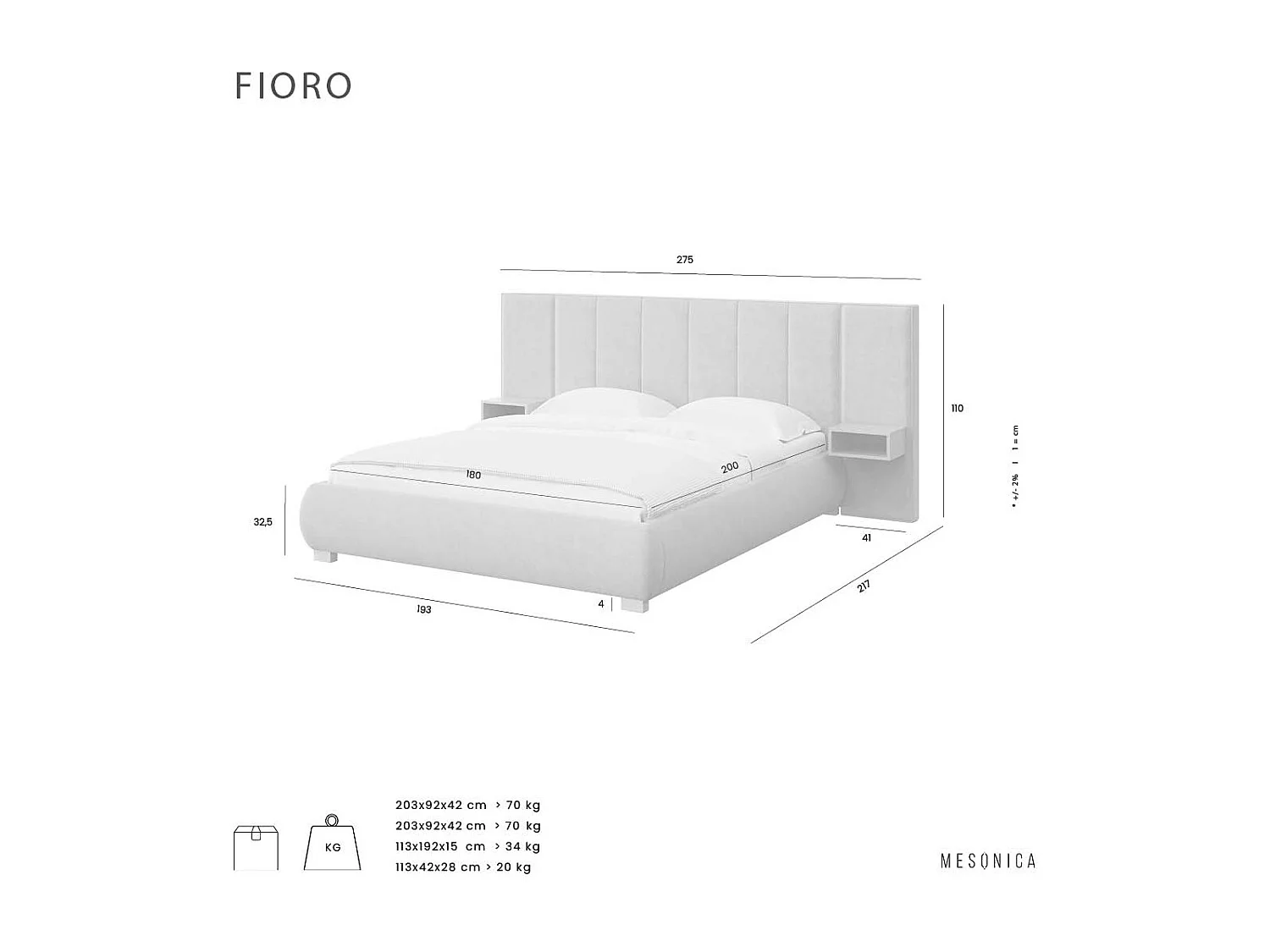 Mesonica Fioro Lit, rayures beige, 180x200