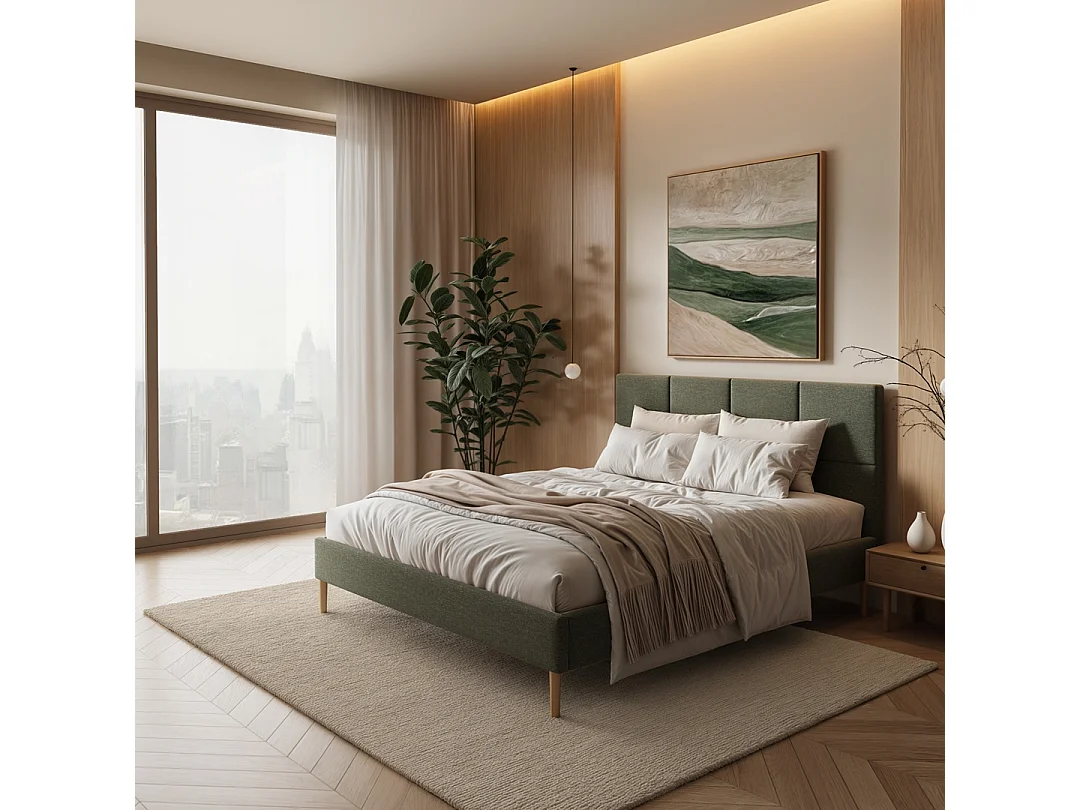 Mesonica Alano Bed, vierkanten groen, 140x200