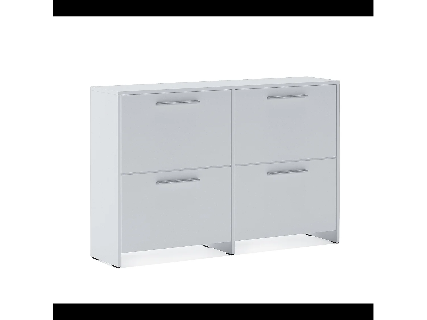 Scarpiera salvaspazio 4 Ante A Ribalta Moderna Maniglie In Alluminio Mobile Ingresso Slim Salvaspazio Per Scarpe Design Minimal Bassa 79.4 x 120 x 28 Cm Bianco