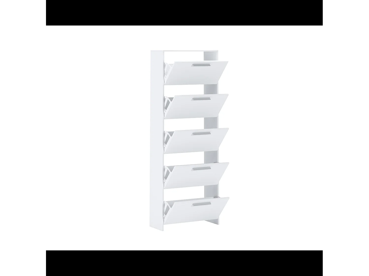 Scarpiera salvaspazio 5 Ante A Ribalta Moderna Maniglie In Alluminio Mobile Ingresso Slim Per Scarpe Portascarpe Design Minimal Alta Grande 187 x 68.5 x 28Cm Bianco
