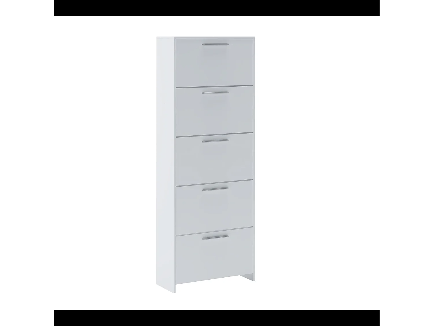 Scarpiera salvaspazio 5 Ante A Ribalta Moderna Maniglie In Alluminio Mobile Ingresso Slim Per Scarpe Portascarpe Design Minimal Alta Grande 187 x 68.5 x 28Cm Bianco