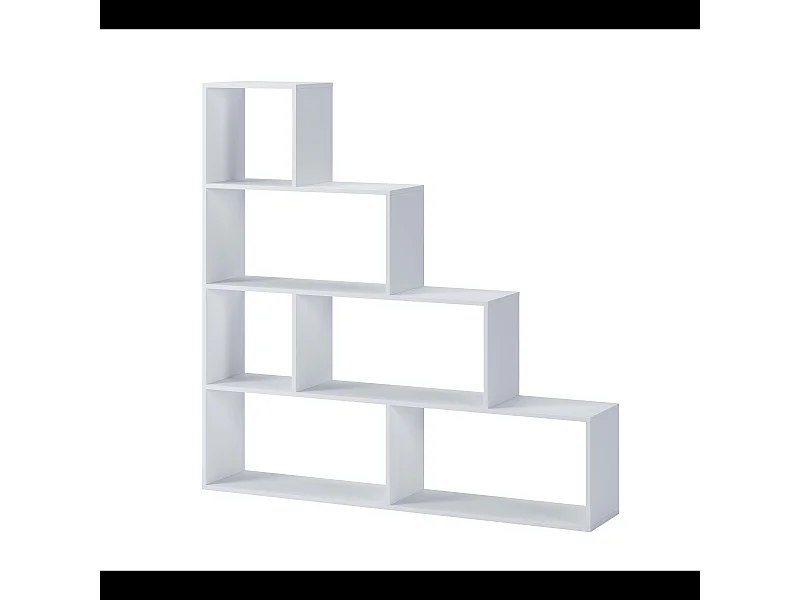 Libreria Design Zig Zag Scaffale Mensola Moderna 6 Vani A Giorni E Ripiani Mobile per Libri per Soggiorno Salotto Camera Studio 143 x 144.9 x 27.9 Cm Bianco