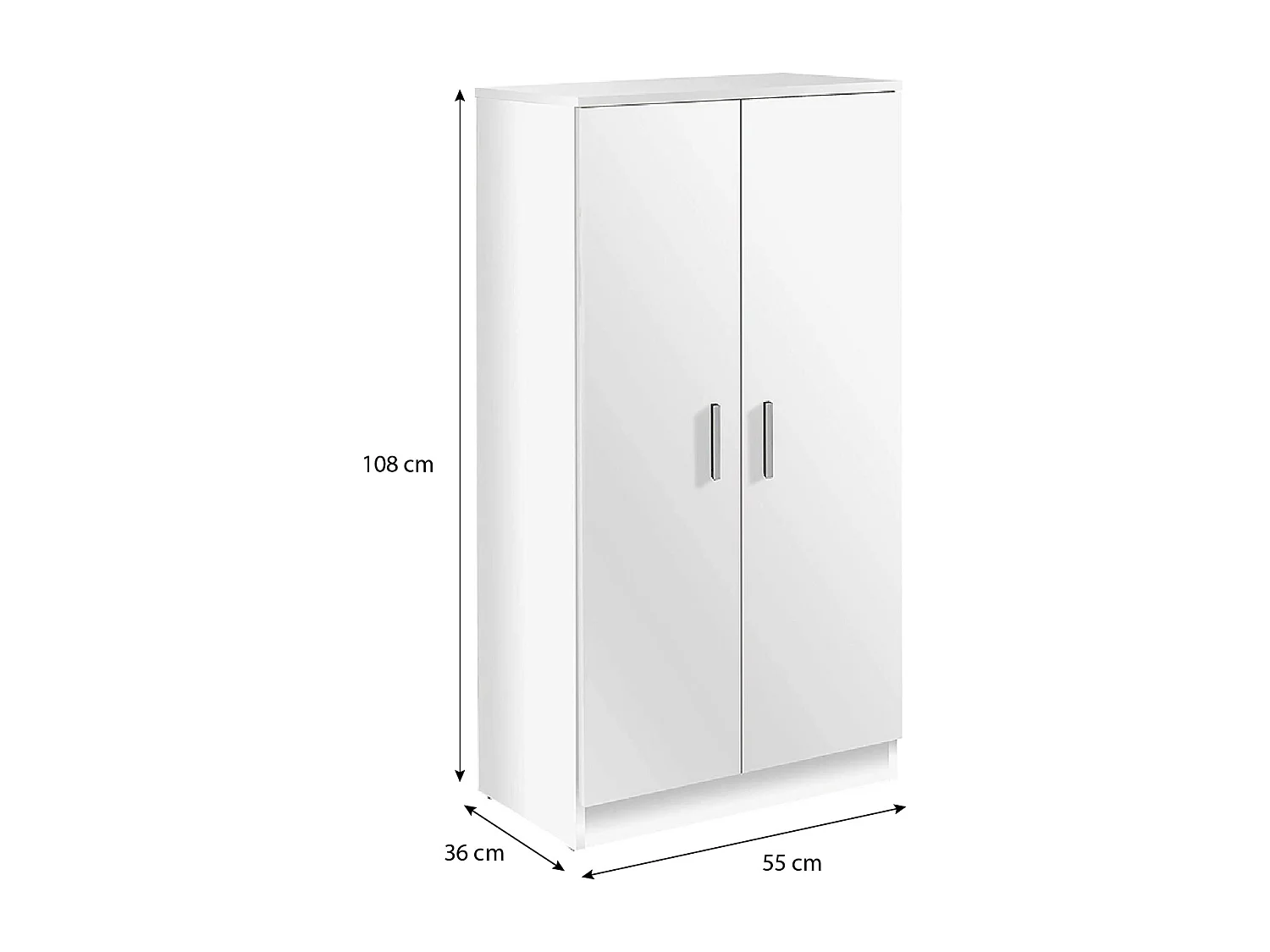 Armadio Mobiletto Portascarpe Bridge Scarpiera in Legno con Sette Ripiani e Due Ante Ingresso Corridioio Arredo Casa Design Minimal 108 x 55 x 36 cm Colore Bianco