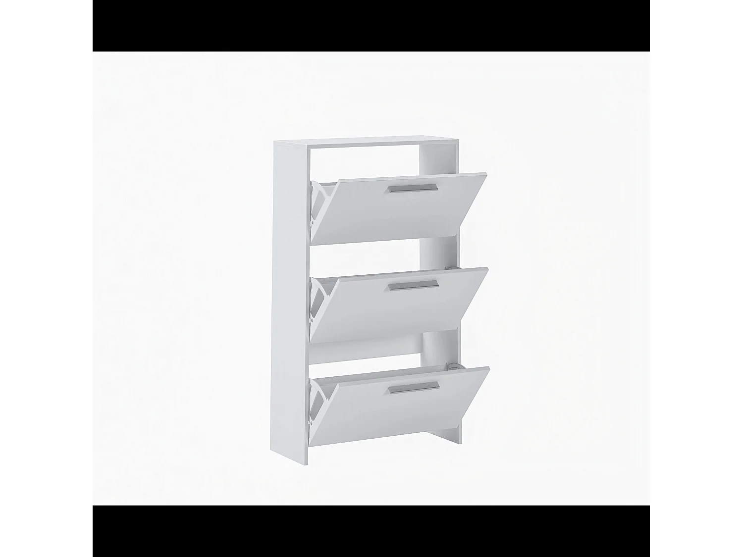 Scarpiera salvaspazio 3 Ante A Ribalta Moderna Maniglie In Alluminio Mobile Ingresso Slim Salvaspazio Per Scarpe Portascarpe 115x68.5x20 Cm Bianco