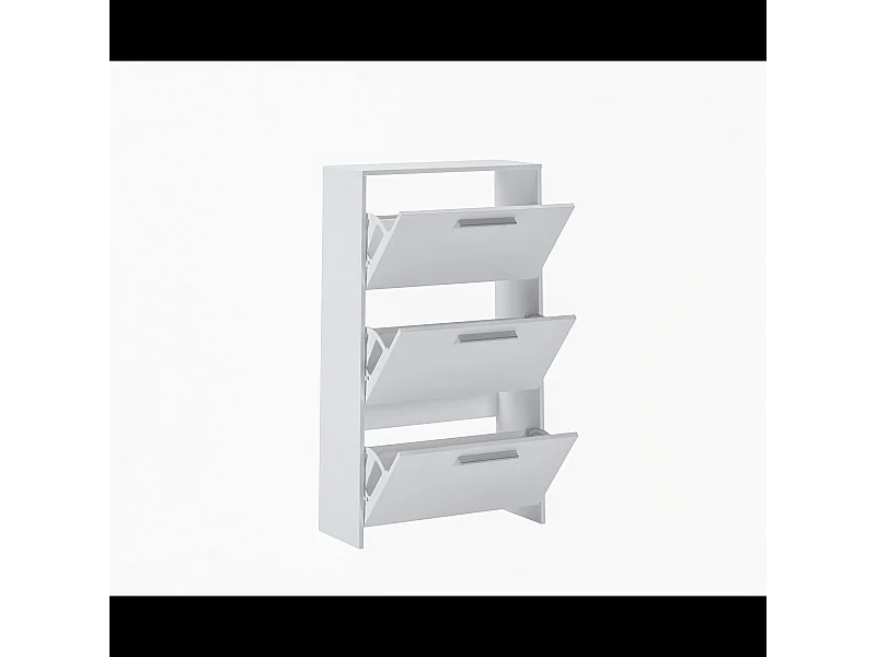 Scarpiera salvaspazio 3 Ante A Ribalta Moderna Maniglie In Alluminio Mobile Ingresso Slim Salvaspazio Per Scarpe Portascarpe Design Minimal 115 x 68.5 x 28Cm Bianco