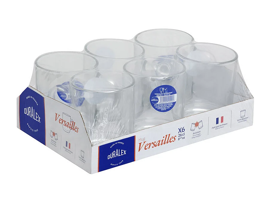 Mug Versailles Lys transparent 26 cl (lot de 6)