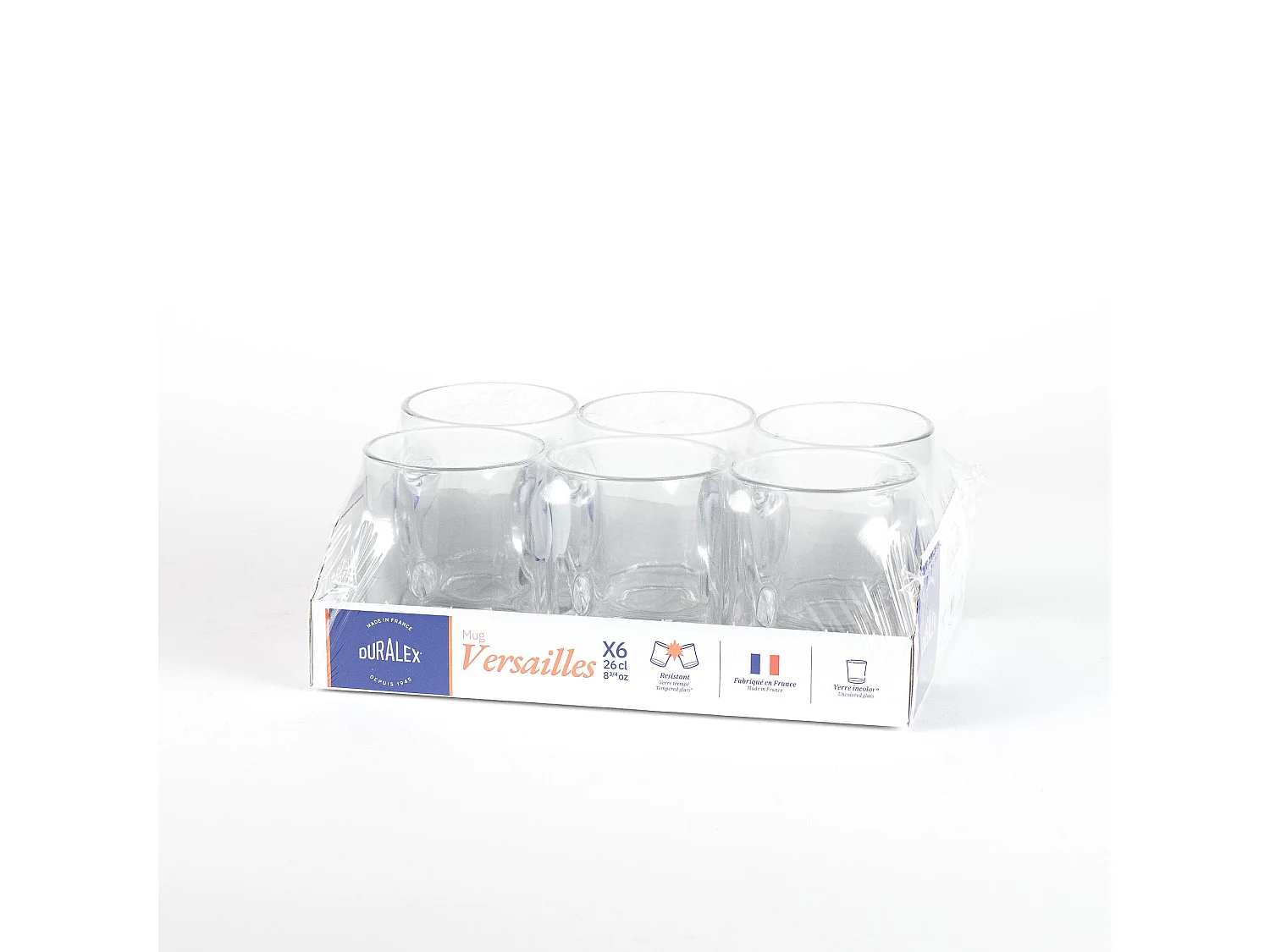 Versailles - Mug en verre Transparent 26 cl (Lot de 6)