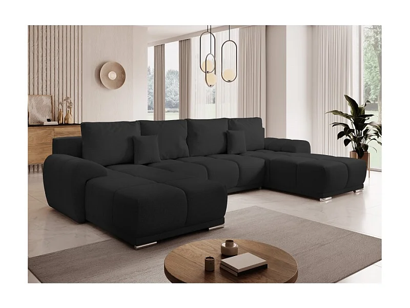 Canapé d'angle Panoramique convertible BELUGIA en tissu anti tâche hydrophobe