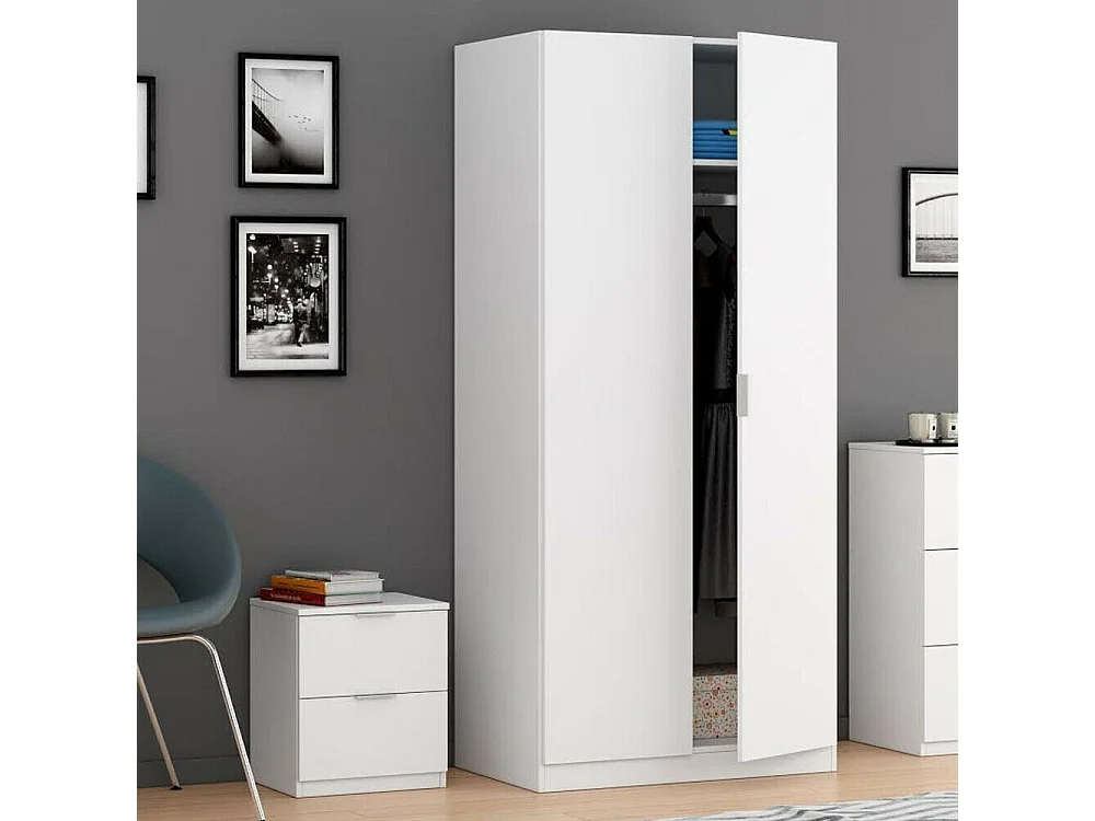 Comodino Con 2 Cassetti Per Camera Da Letto Cameretta Ragazzi Studio Ingresso Comò Settimino Zona Notte 38 x 33,5 x 45 cm Cm Colore Bianco