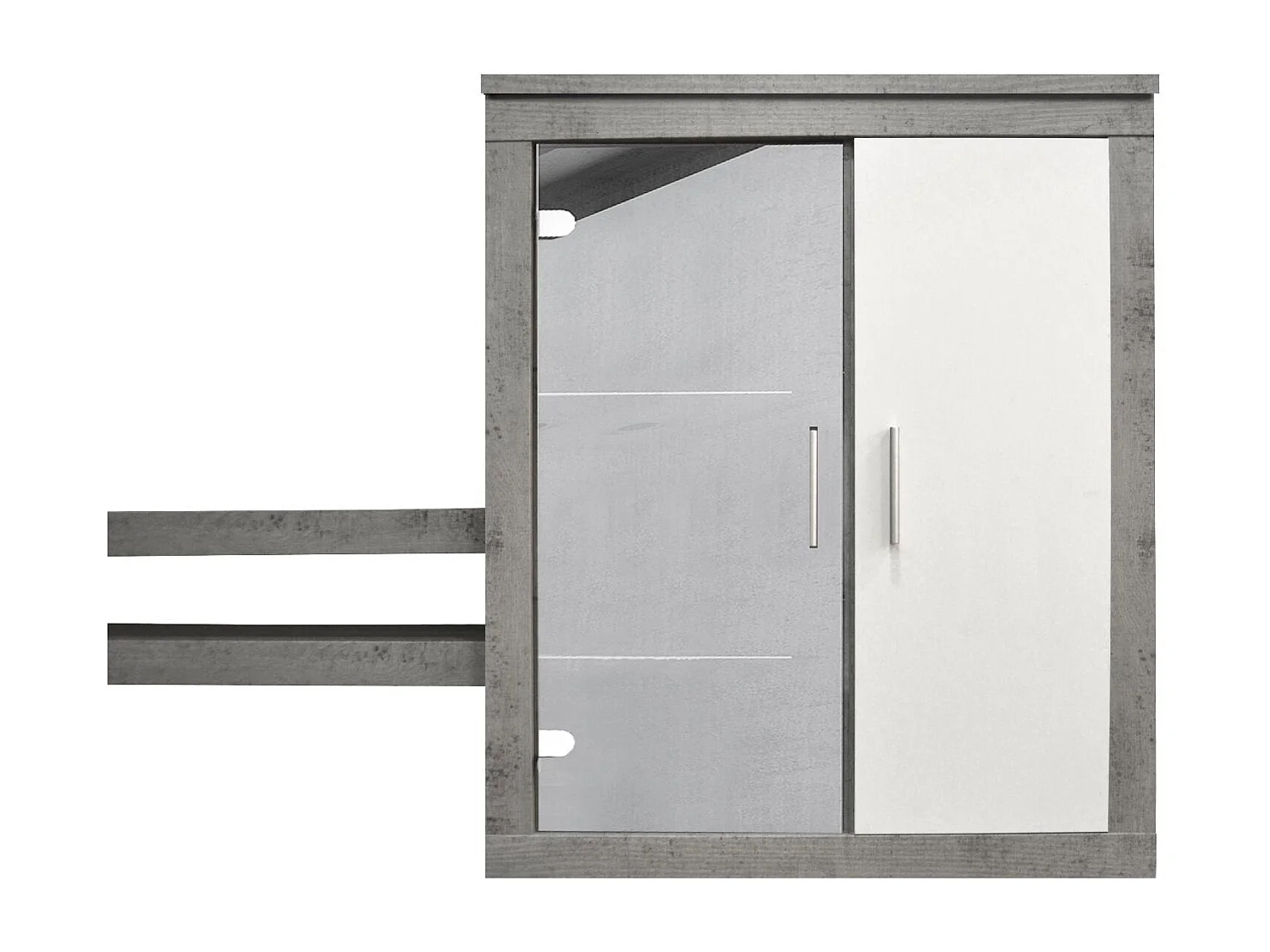 Parete Attrezzata Da Soggiorno Salotto Moderna Con Ante Vani A Giorno Vetrinetta Mobile TV Design Moderno Moduli Sospesi 293 x 193 x 50 Cm Bianco E Grigio Cemento