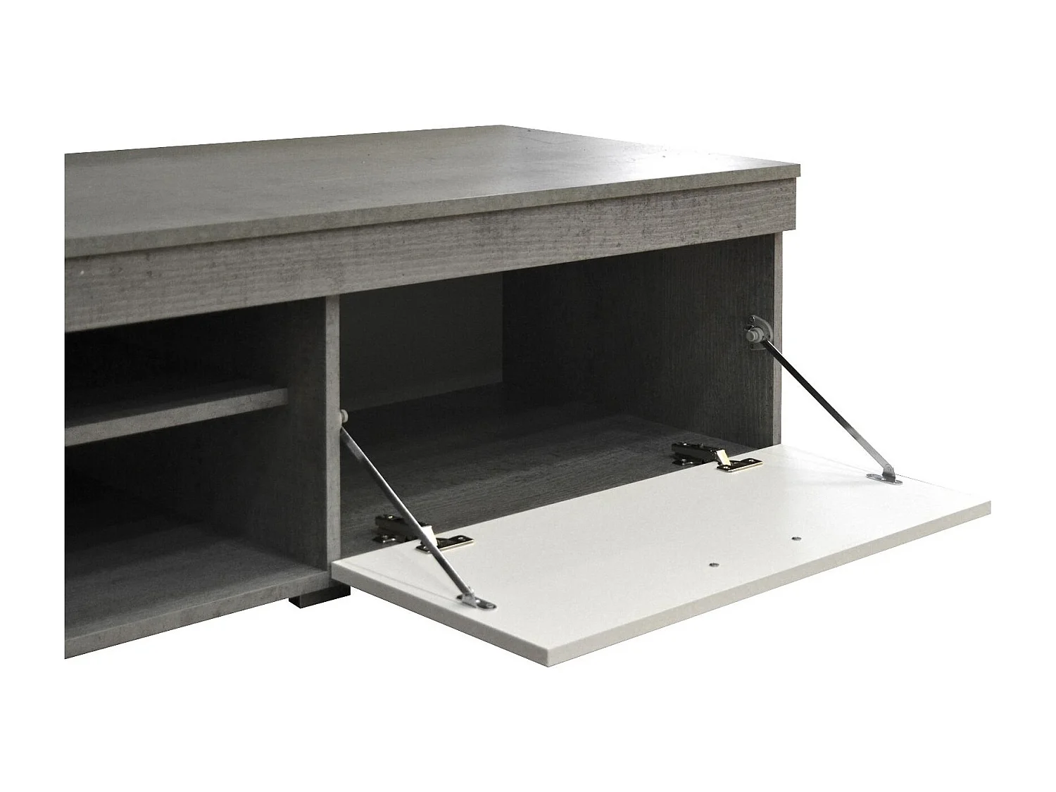 Parete Attrezzata Da Soggiorno Salotto Moderna Con Ante Vani A Giorno Vetrinetta Mobile TV Design Moderno Moduli Sospesi 293 x 193 x 50 Cm Bianco E Grigio Cemento