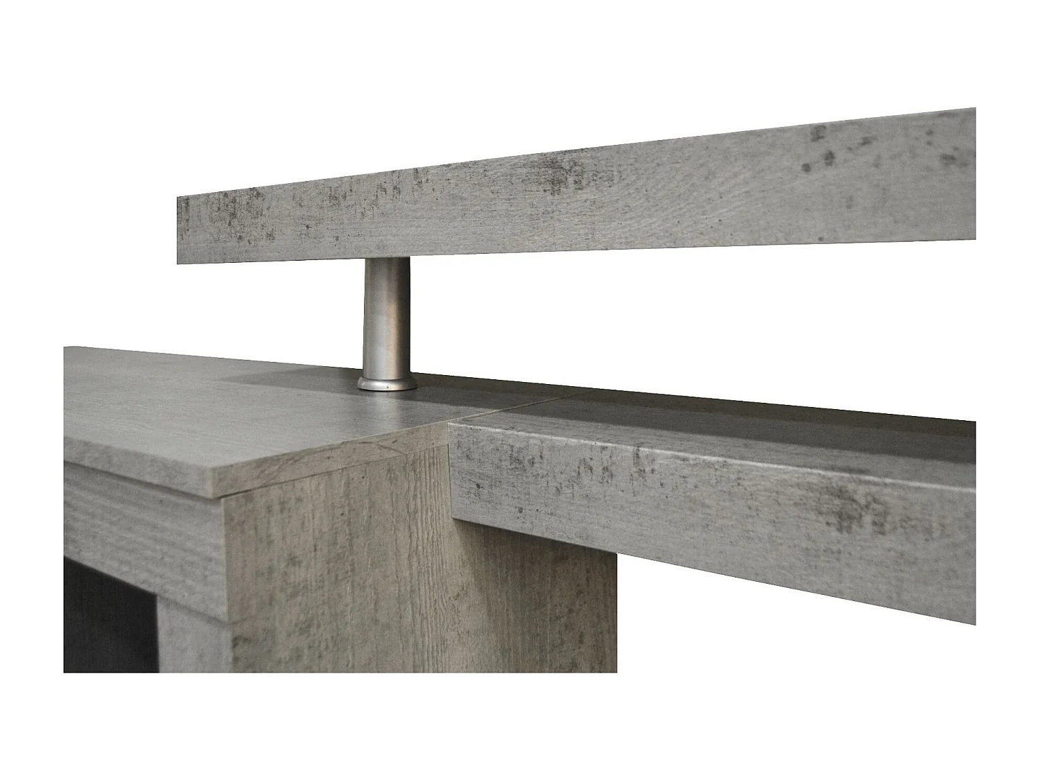 Parete Attrezzata Da Soggiorno Salotto Moderna Con Ante Vani A Giorno Vetrinetta Mobile TV Design Moderno Moduli Sospesi 293 x 193 x 50 Cm Bianco E Grigio Cemento