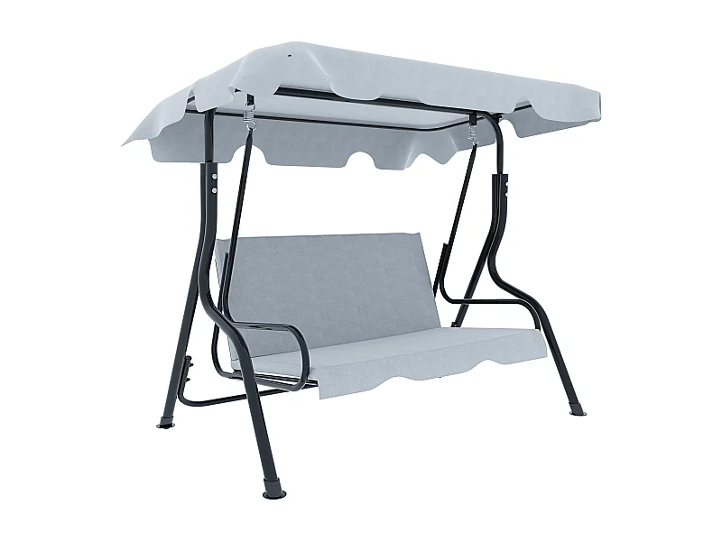 Dondolo 3 Posti Algarve Con Tettuccio Parasole Regolabile Cuscini Imbottiti Struttura Robusta In Acciaio Verniciato Da Giardino Balcone 170 x 110 x 153 cm (Grigio)