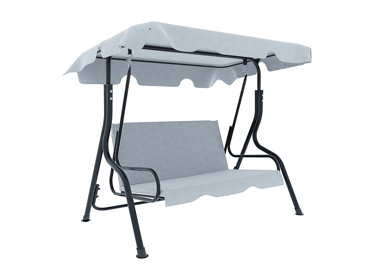 Dondolo 3 Posti Algarve Con Tettuccio Parasole Regolabile Cuscini Imbottiti Struttura Robusta In Acciaio Verniciato Da Giardino Balcone 170 x 110 x 153 cm (Grigio)