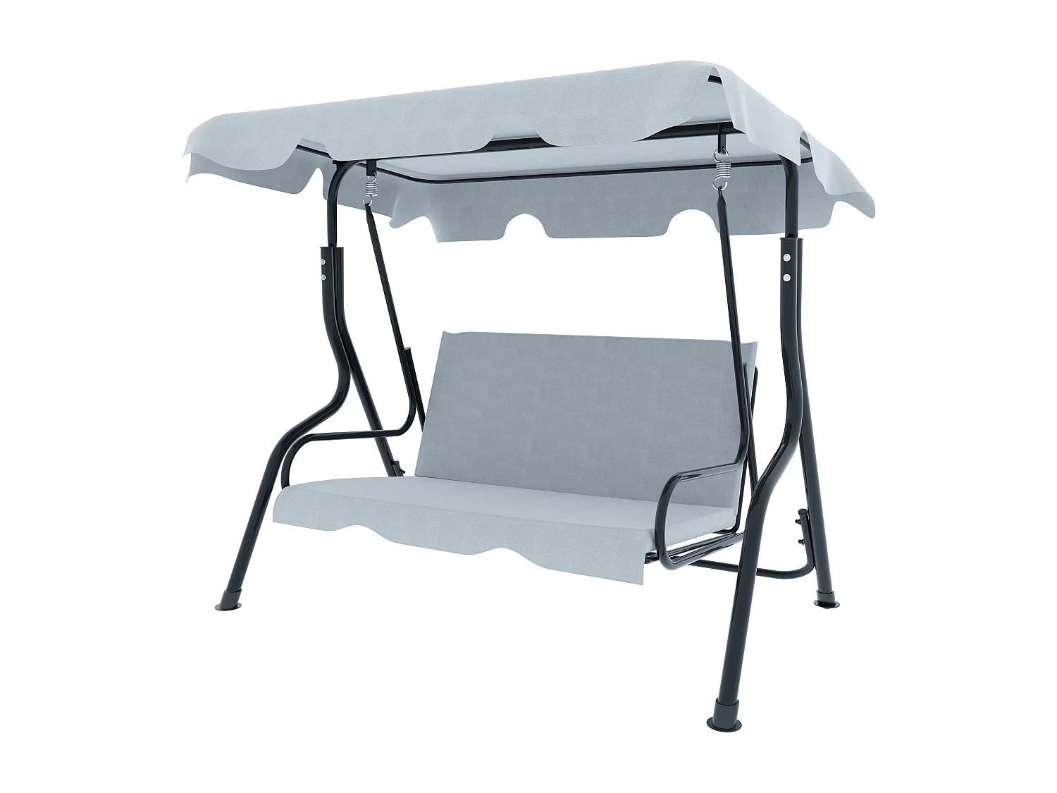 Dondolo 3 Posti Algarve Con Tettuccio Parasole Regolabile Cuscini Imbottiti Struttura Robusta In Acciaio Verniciato Da Giardino Balcone 170 x 110 x 153 cm (Grigio)