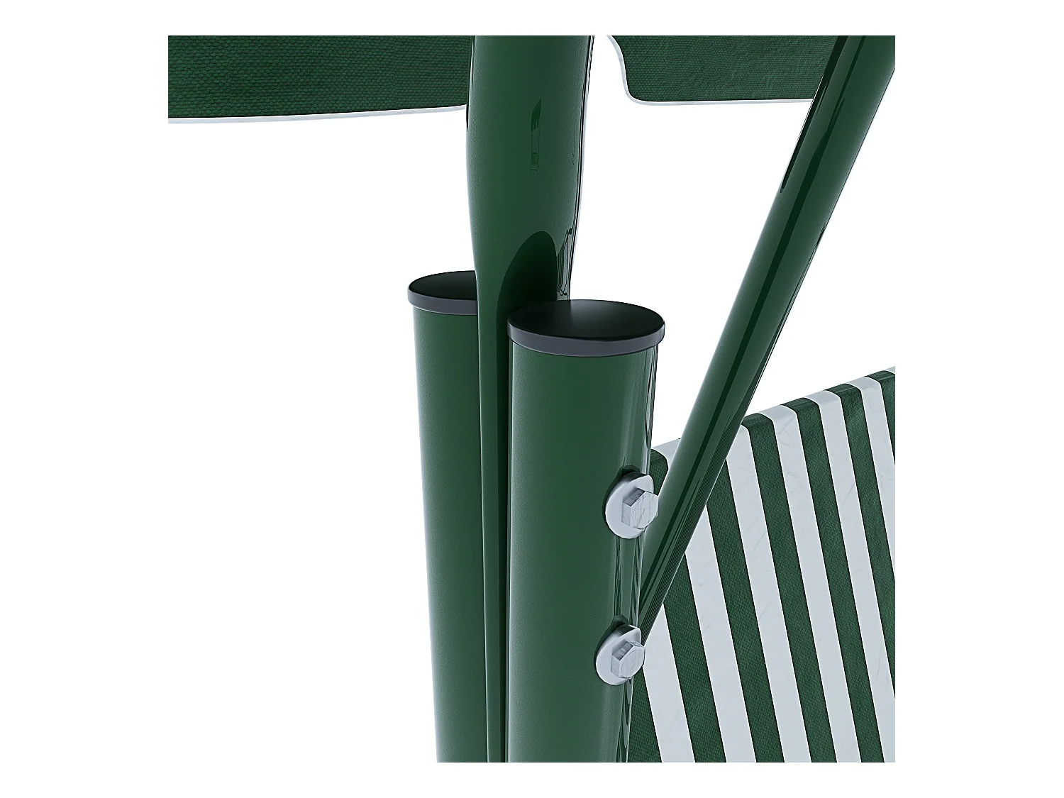 Dondolo 3 Posti Algarve Tettuccio Parasole Regolabile Cuscini Imbottiti Struttura Robusta In Acciaio Verniciato Da Giardino Balcone 170 x 110 x 153cm Verde E Bianco