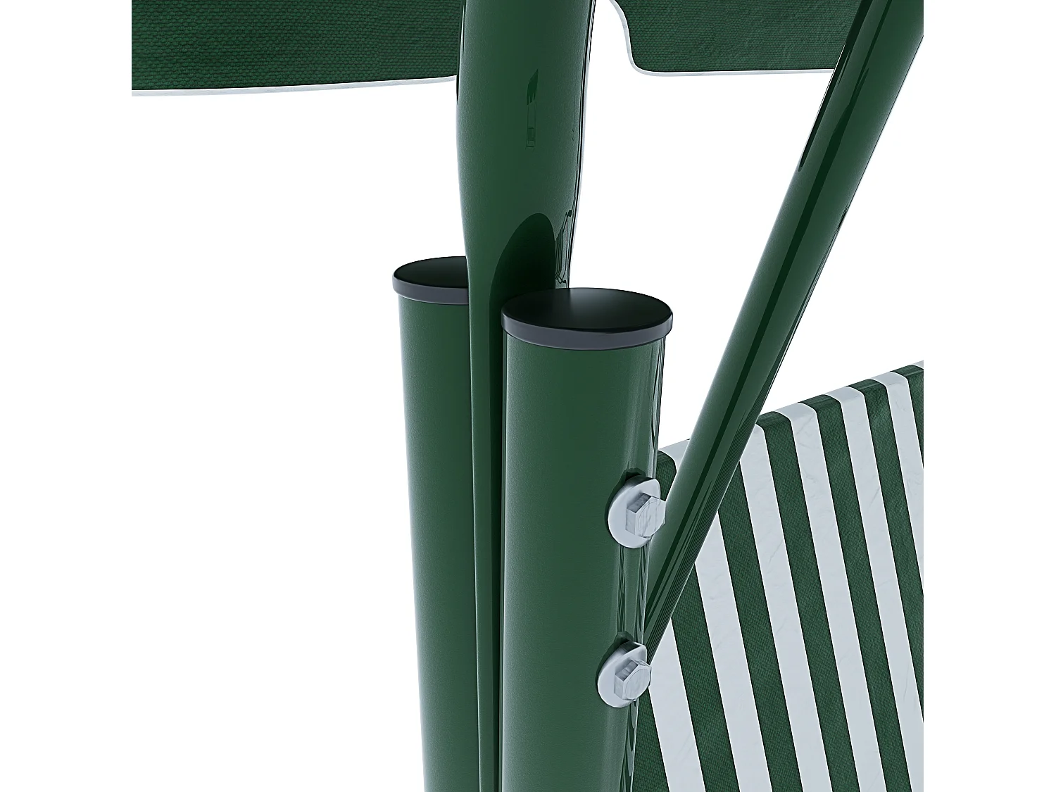 Dondolo 3 Posti Algarve Tettuccio Parasole Regolabile Cuscini Imbottiti Struttura Robusta In Acciaio Verniciato Da Giardino Balcone 170 x 110 x 153cm Verde E Bianco