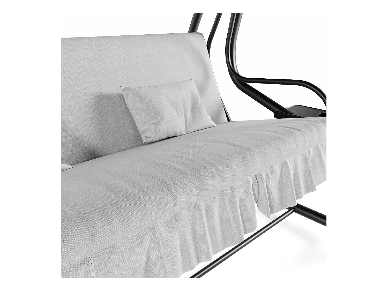 Dondolo 3 Posti Reclinabile Tettuccio Parasole Regolabile Cuscini Imbottiti Diventa Letto Struttura Robusta In Acciaio 200 x 120 x 160 cm Grigio