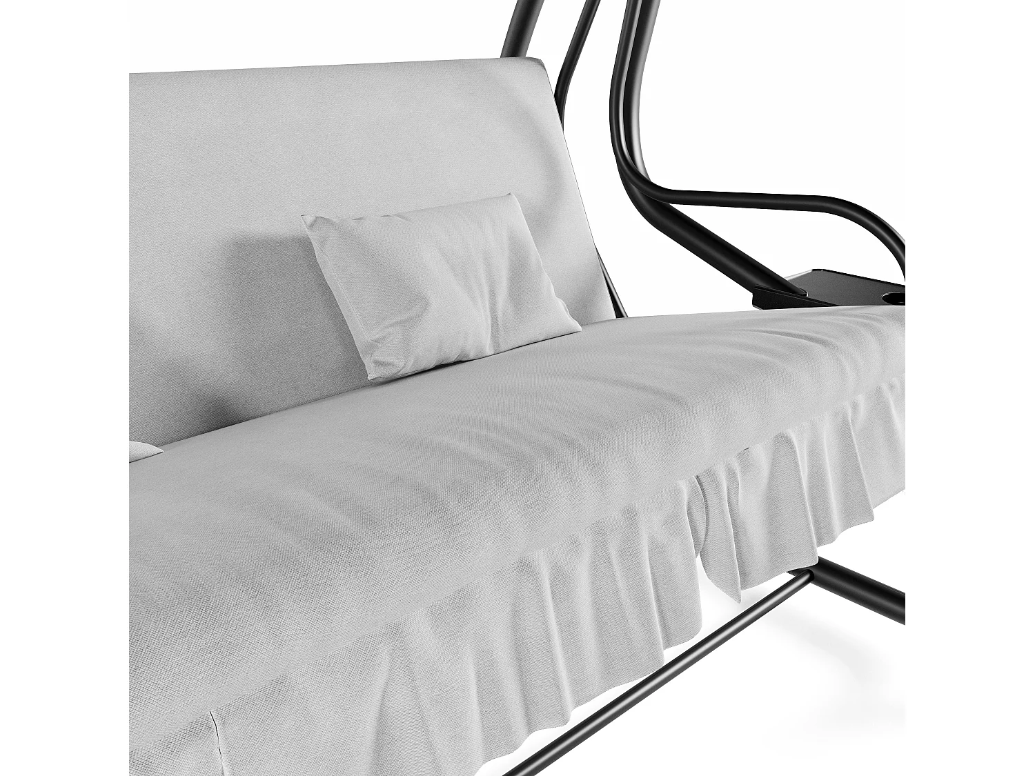 Dondolo 3 Posti Reclinabile Tettuccio Parasole Regolabile Cuscini Imbottiti Diventa Letto Struttura Robusta In Acciaio 200 x 120 x 160 cm Grigio