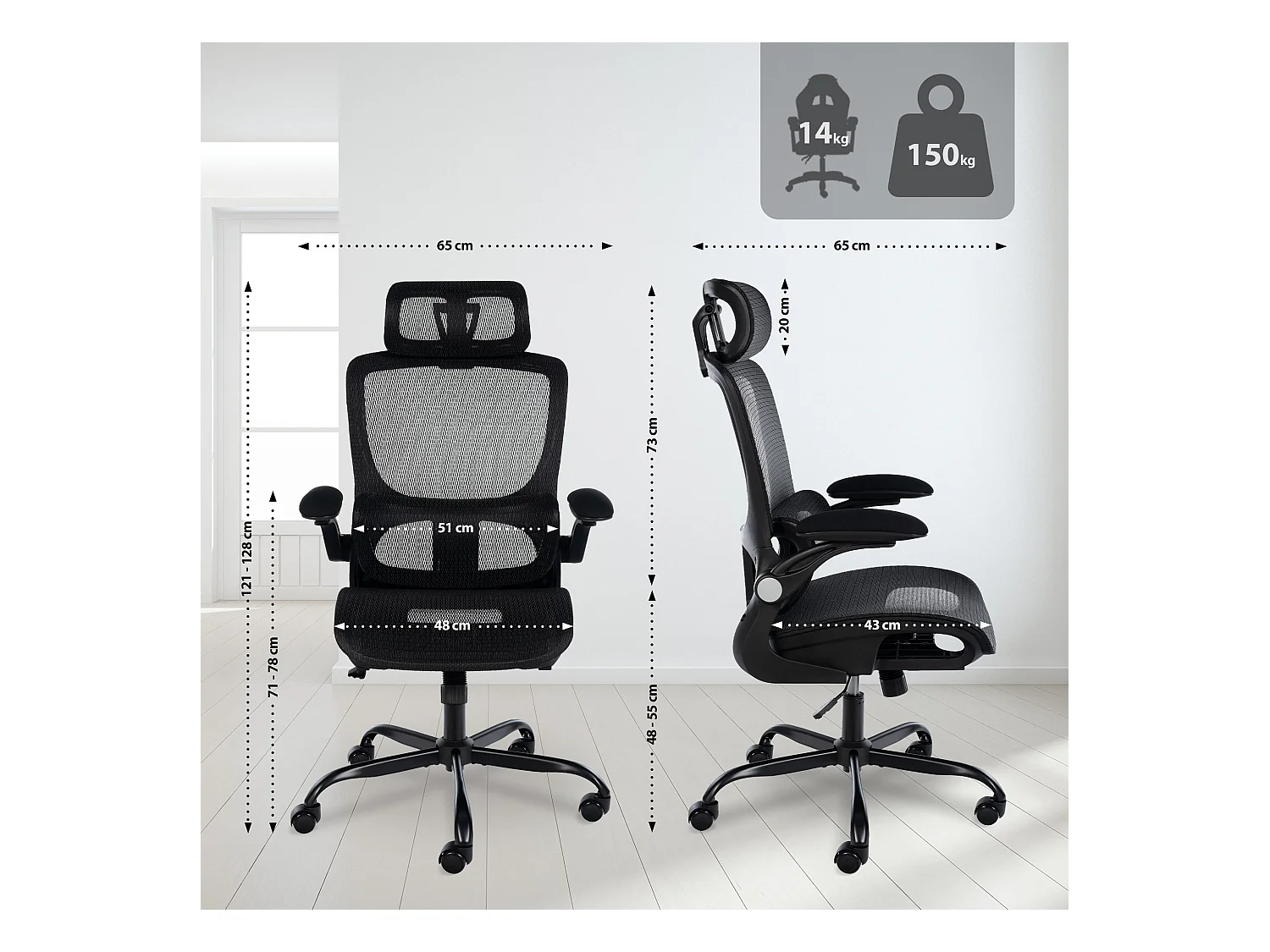 Chaise de bureau - Plastique - Noir - Kaylee