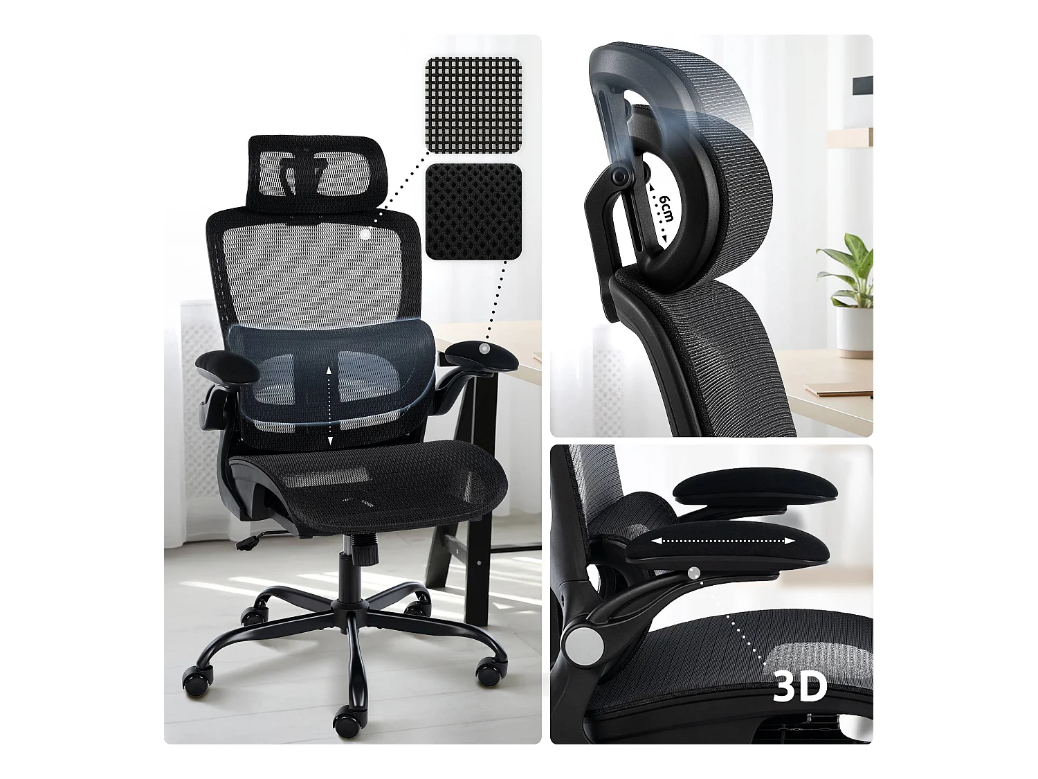 Chaise de bureau - Plastique - Noir - Kaylee