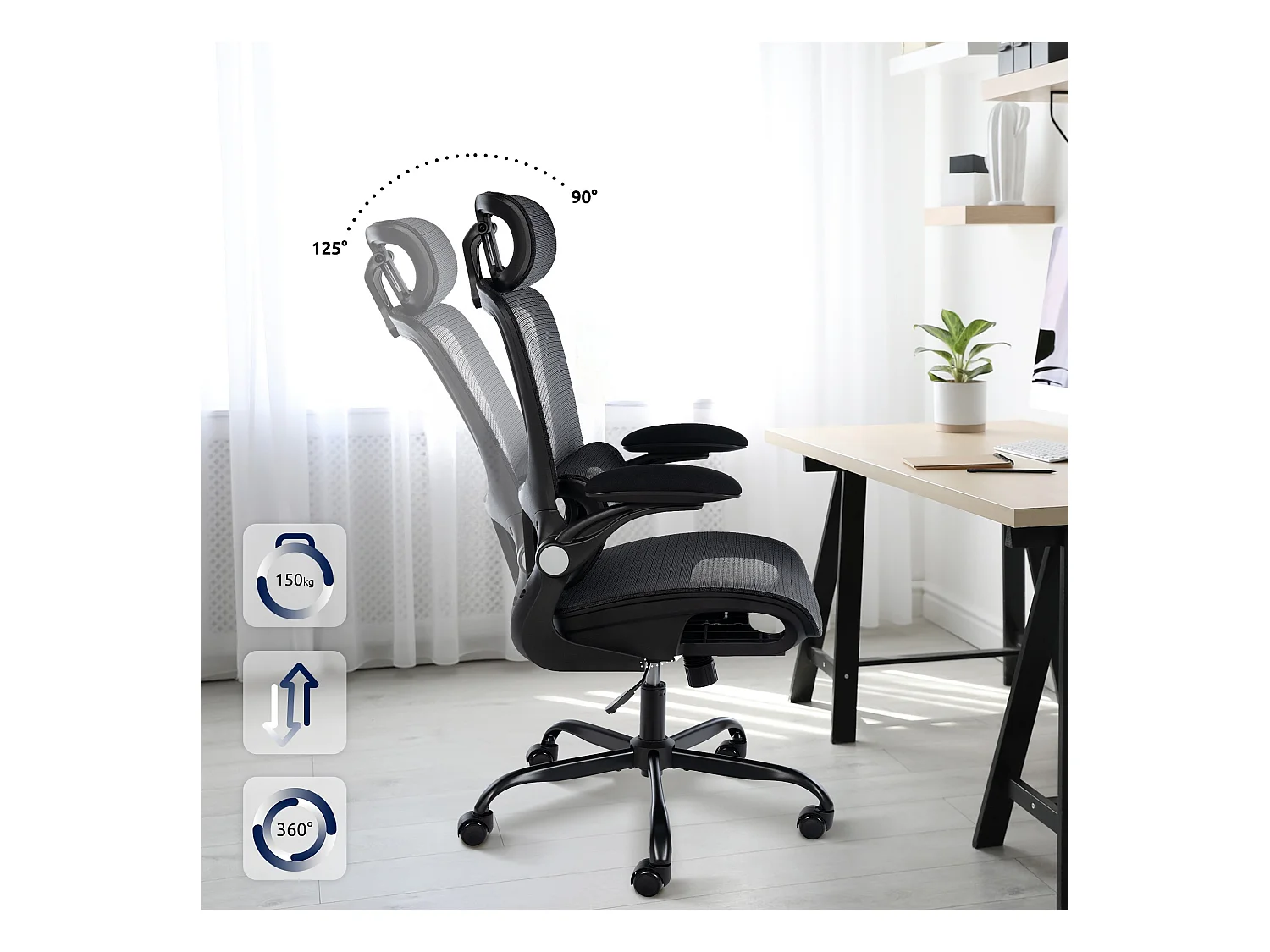 Chaise de bureau - Plastique - Noir - Kaylee