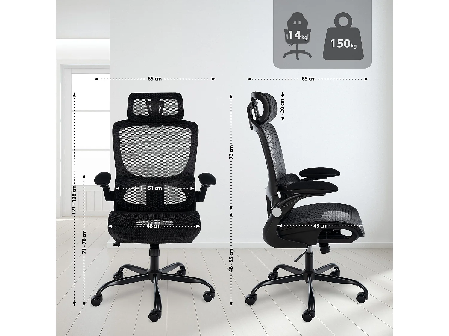 Chaise de bureau - Plastique - Noir - Kaylee