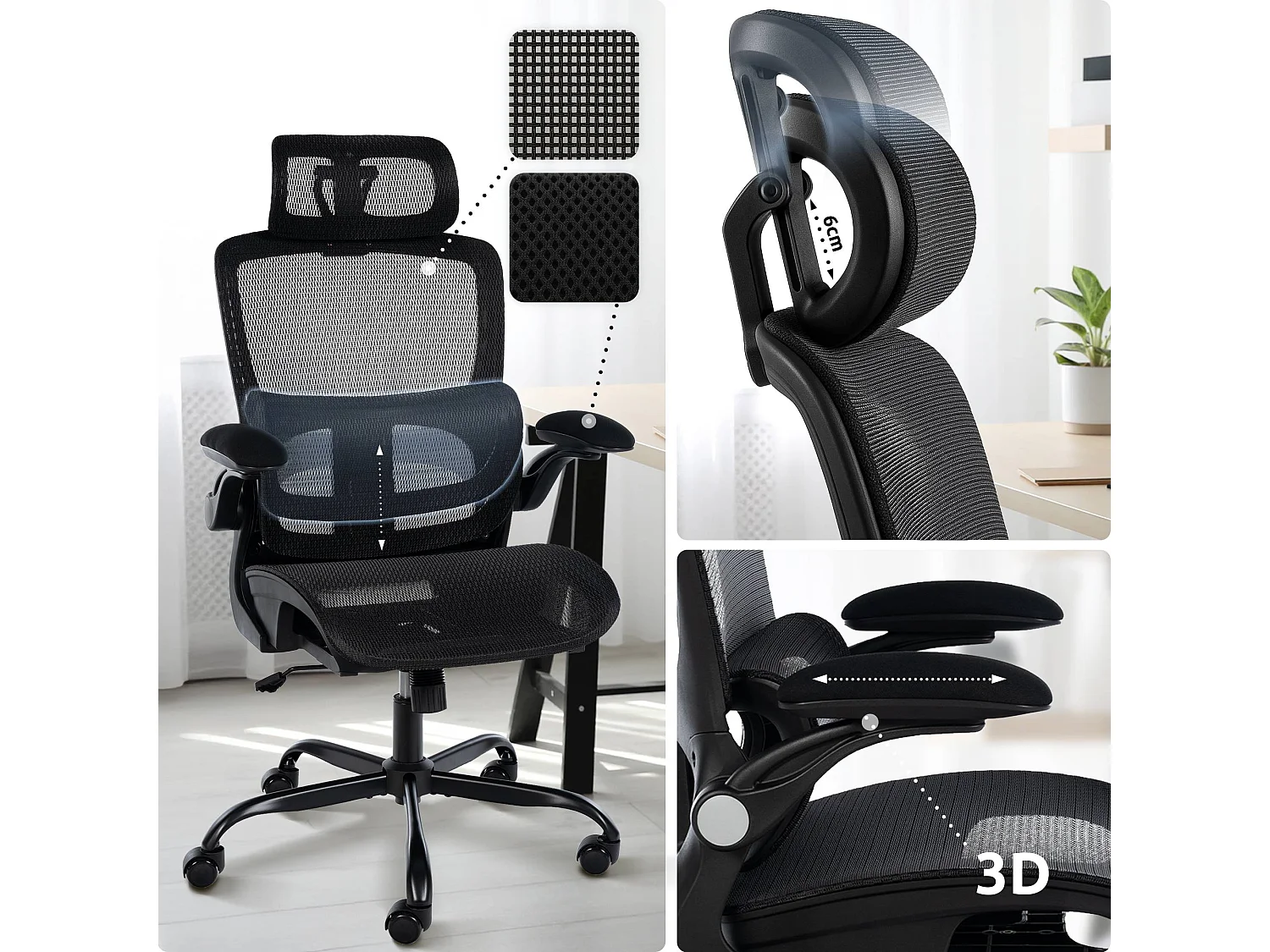 Chaise de bureau - Plastique - Noir - Kaylee