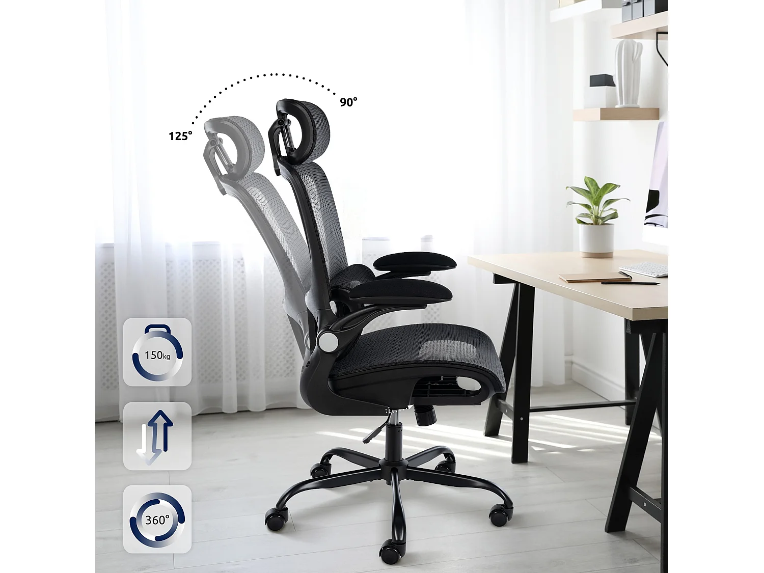 Chaise de bureau - Plastique - Noir - Kaylee