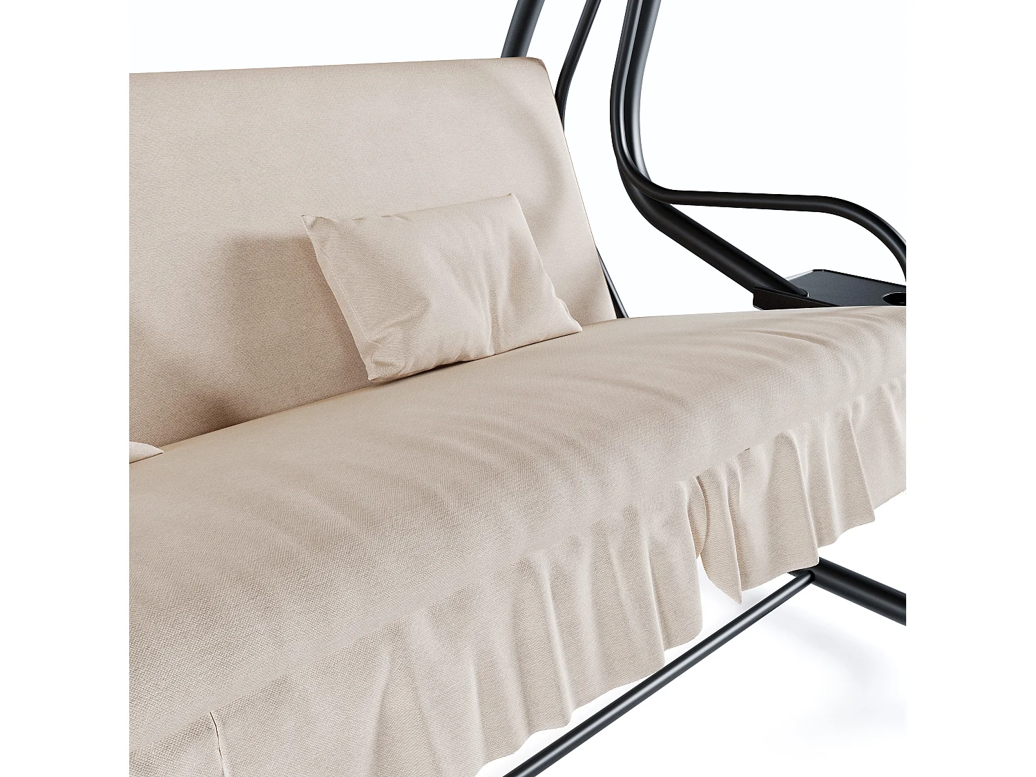 Dondolo 3 Posti Reclinabile Tettuccio Parasole Regolabile Cuscini Imbottiti Diventa Letto Struttura Robusta In Acciaio 200 x 120 x 160 cm Beige