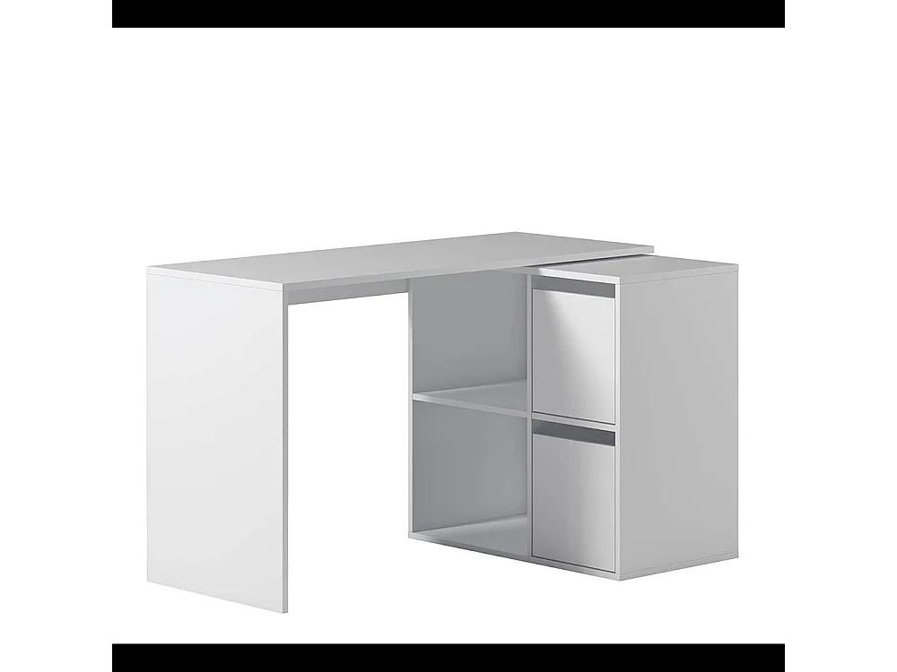 Scrivania Multiposizione Angolare O Dritta Reversibile Con 4 Ripiani Chiusi Vani A Giorno Ufficio Studio Casa Gaming Design Moderno Minimal 152 x 49 x 74 Cm Bianco