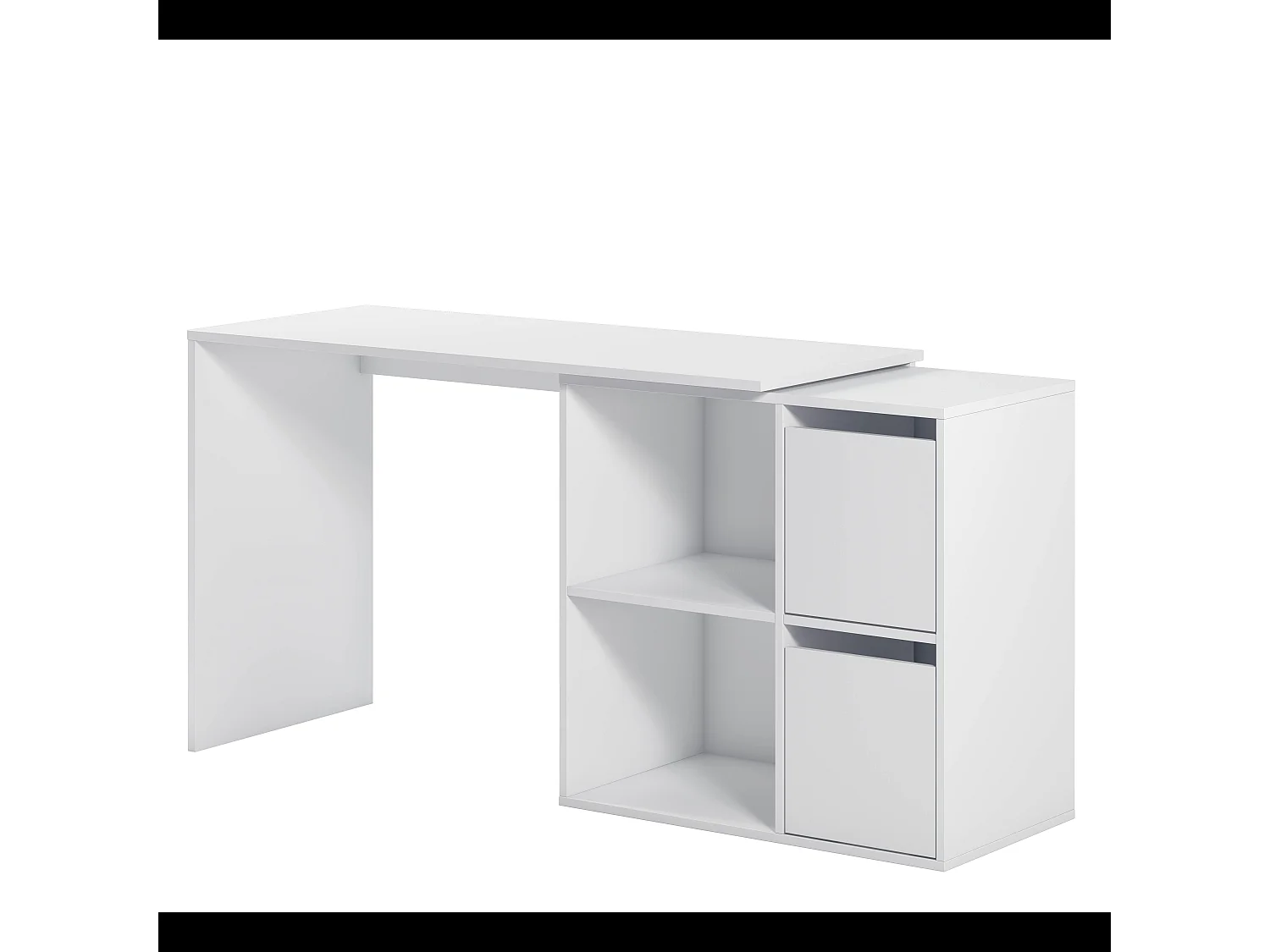 Scrivania Multiposizione Angolare O Dritta Reversibile Con 4 Ripiani Chiusi Vani A Giorno Ufficio Studio Casa Gaming Design Moderno Minimal 152 x 49 x 74 Cm Bianco