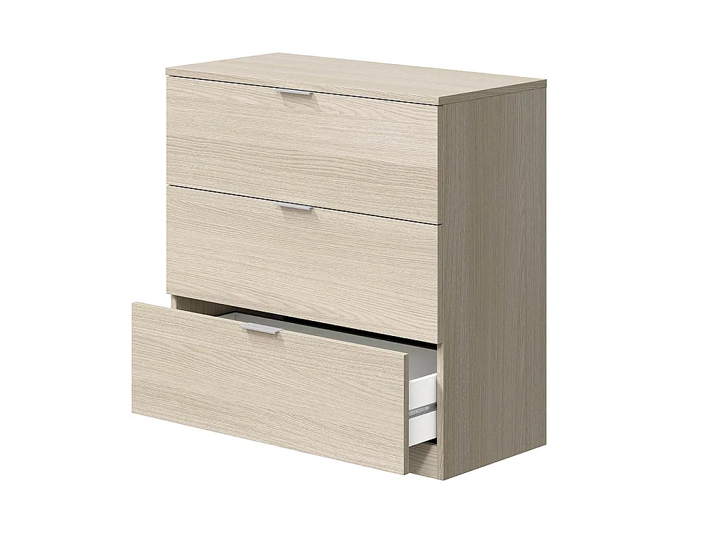 Cassettiera 3 Cassetti Comodino Senza Piedi Comò Mobile Camera da Letto Salvaspazio Finitura Antigraffio Design Minimal Moderno Arredo Casa 77 x 38 x 80 Cm Rovere