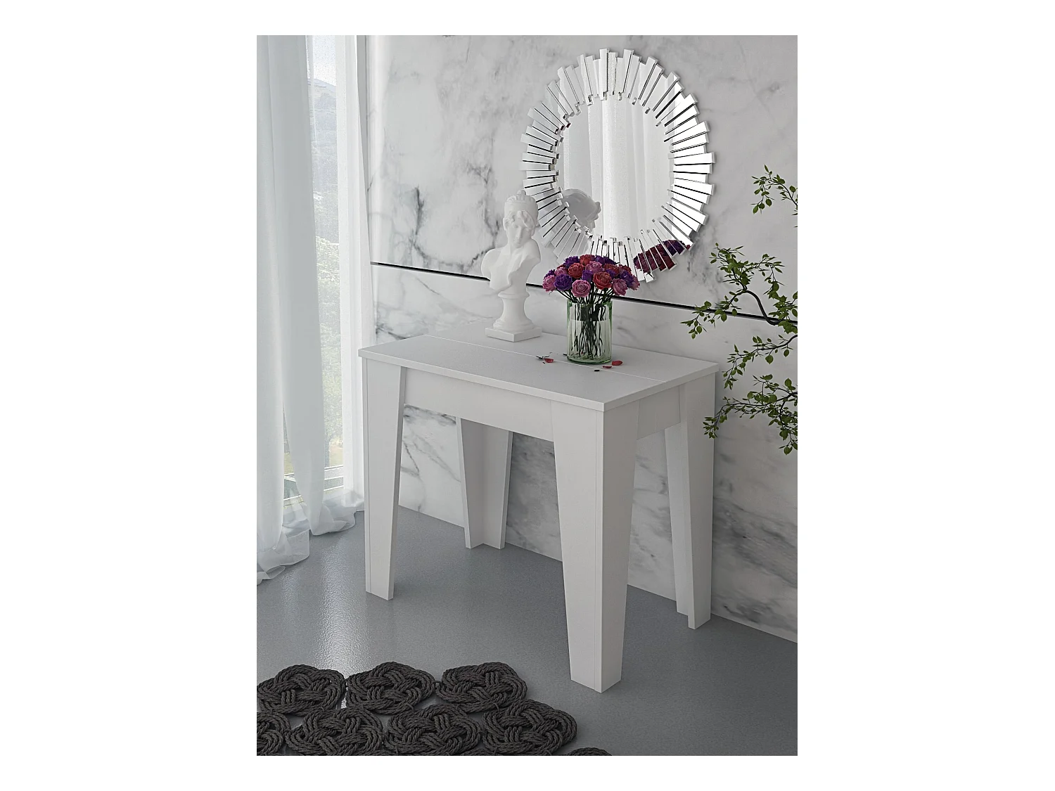 Consolle Allungabile Moderna Tavolo Estensibile Da 54 A 306 cm 6 Allunghe 14 posti Salvaspazio Design Soggiorno Salotto Cucina Ingresso Bianco