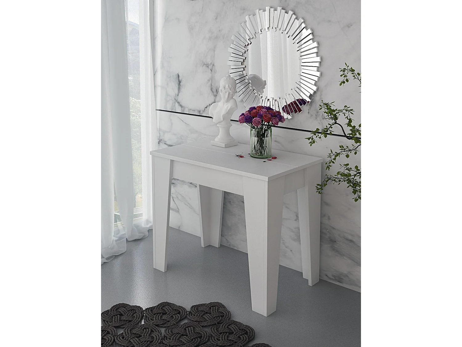 Consolle Allungabile Moderna Tavolo Estensibile Da 54 A 306 cm Con 6 Allunghe Ideale Per 14 posti Guide Metallo Design Per Soggiorno Salotto Cucina Ingresso Bianco