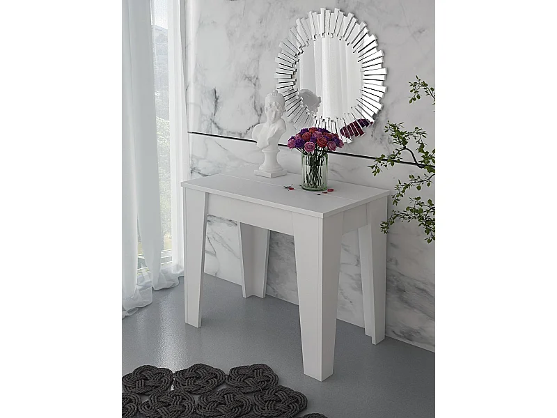 Consolle Allungabile Moderna Tavolo Estensibile Da 54 A 306 cm Con 6 Allunghe Ideale Per 14 posti Guide Metallo Design Per Soggiorno Salotto Cucina Ingresso Bianco