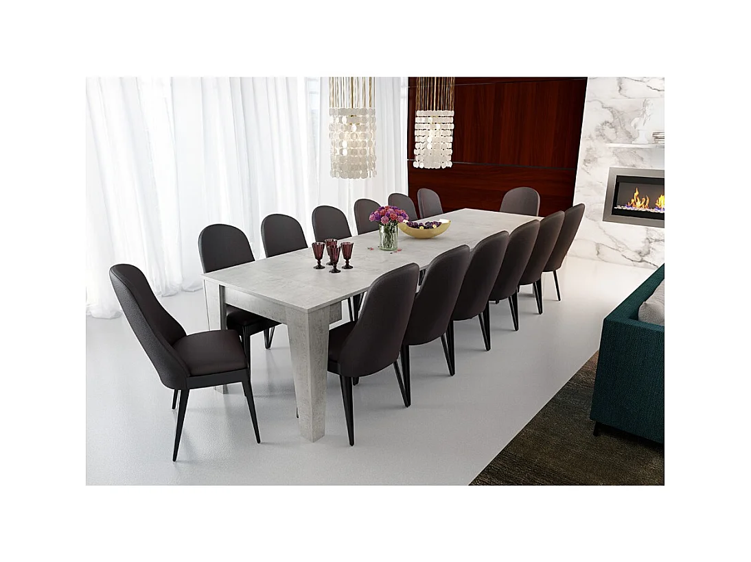 Consolle Allungabile Moderna Tavolo Estensibile Da 54 A 306 cm Con 6 Allunghe Ideale Per 14 posti Salvaspazio Guide In Metallo Soggiorno Salotto Grigio Cemento