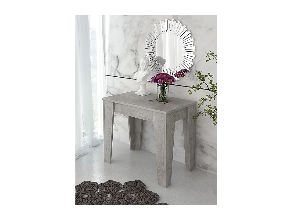 Consolle Allungabile Moderna Tavolo Estensibile Da 54 A 306 cm Con 6 Allunghe Ideale Per 14 posti Salvaspazio Guide In Metallo Soggiorno Salotto Grigio Cemento