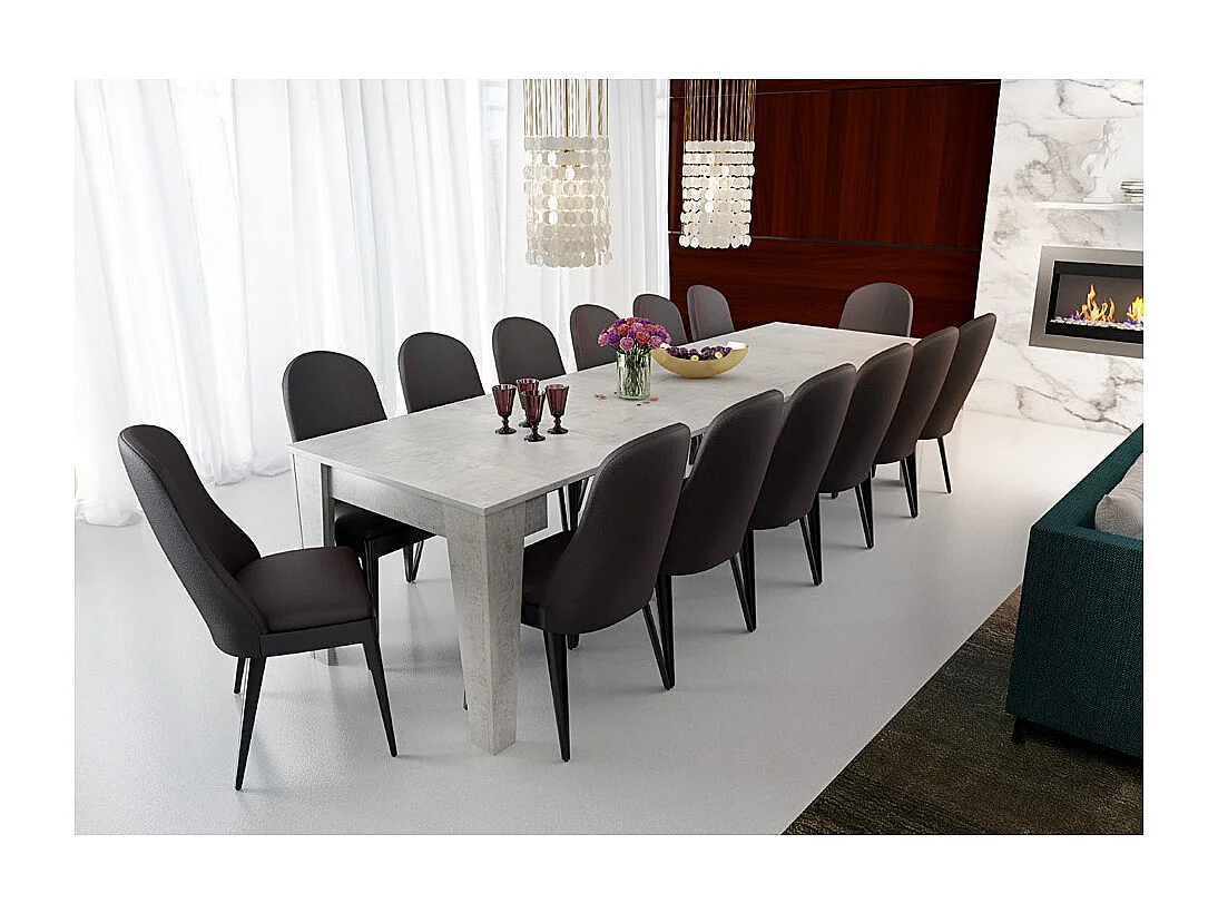 Consolle Allungabile Moderna Tavolo Estensibile Da 54 A 306 cm Con 6 Allunghe Ideale Per 14 posti Salvaspazio Guide In Metallo Soggiorno Salotto Grigio Cemento