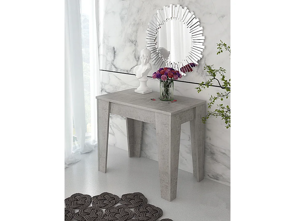 Consolle Allungabile Moderna Tavolo Estensibile Da 54 A 306 cm Con 6 Allunghe Ideale Per 14 posti Salvaspazio Guide In Metallo Soggiorno Salotto Grigio Cemento